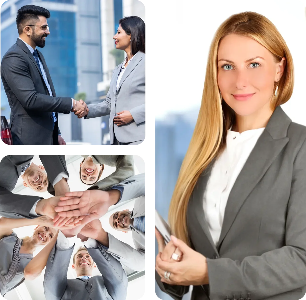 Business professionals engaging in teamwork and collaboration.